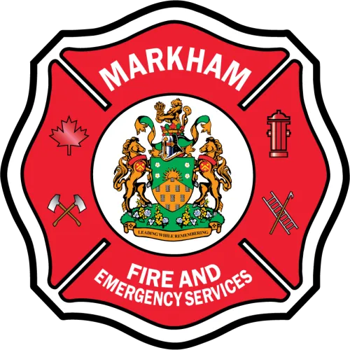 Markham Fire and Emergency Services logo.