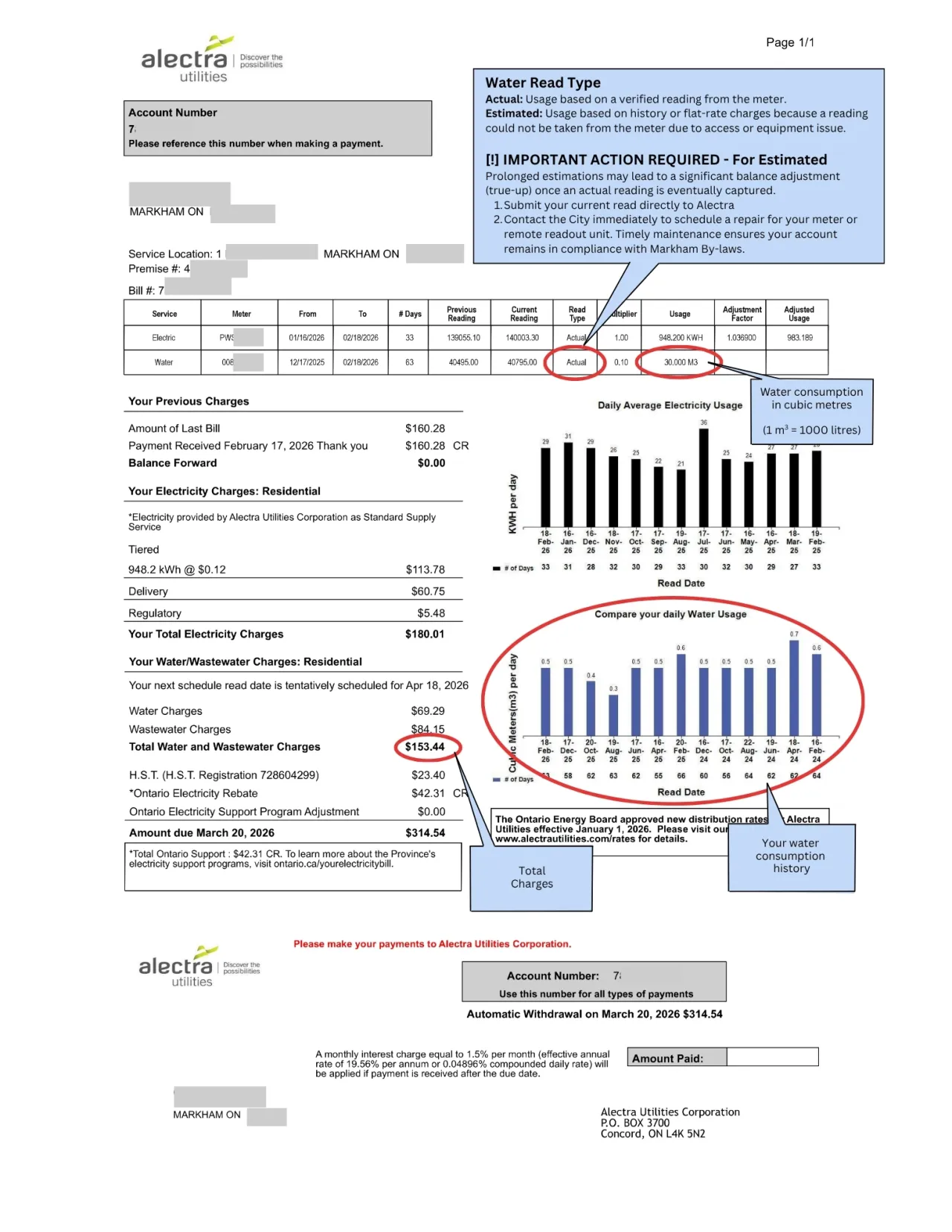 Example of water bill