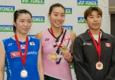 Michelle Li on Badminton Tournament Podium