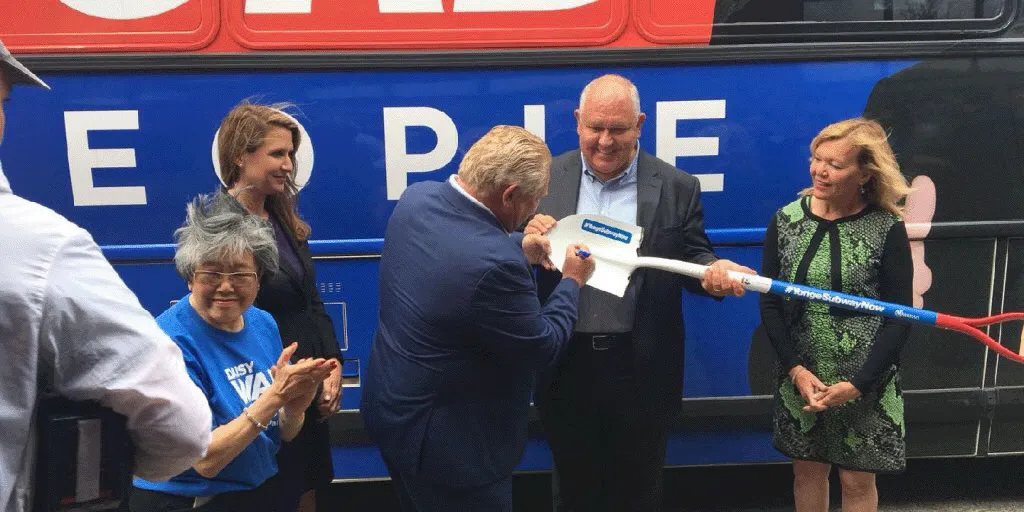 Premier Doug Ford signs YNSE shovel to show support for the project - 2018