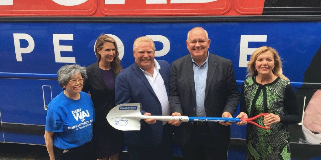 Mayor Scarpitti, Premier Doug Ford, Hon. Caroline Mulroney, Hon. Christine Elliott and Daisy Wai show support for YNSE – 2018